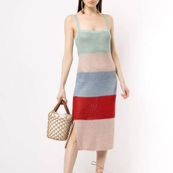 Suboo Lucy Knitted crochet Wide Stripe Midi Dress revolve - Picture 3 of 11